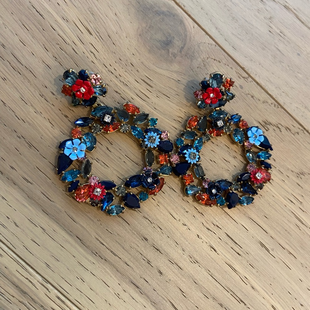 J. Crew Vibrant Floral Hoop Earrings